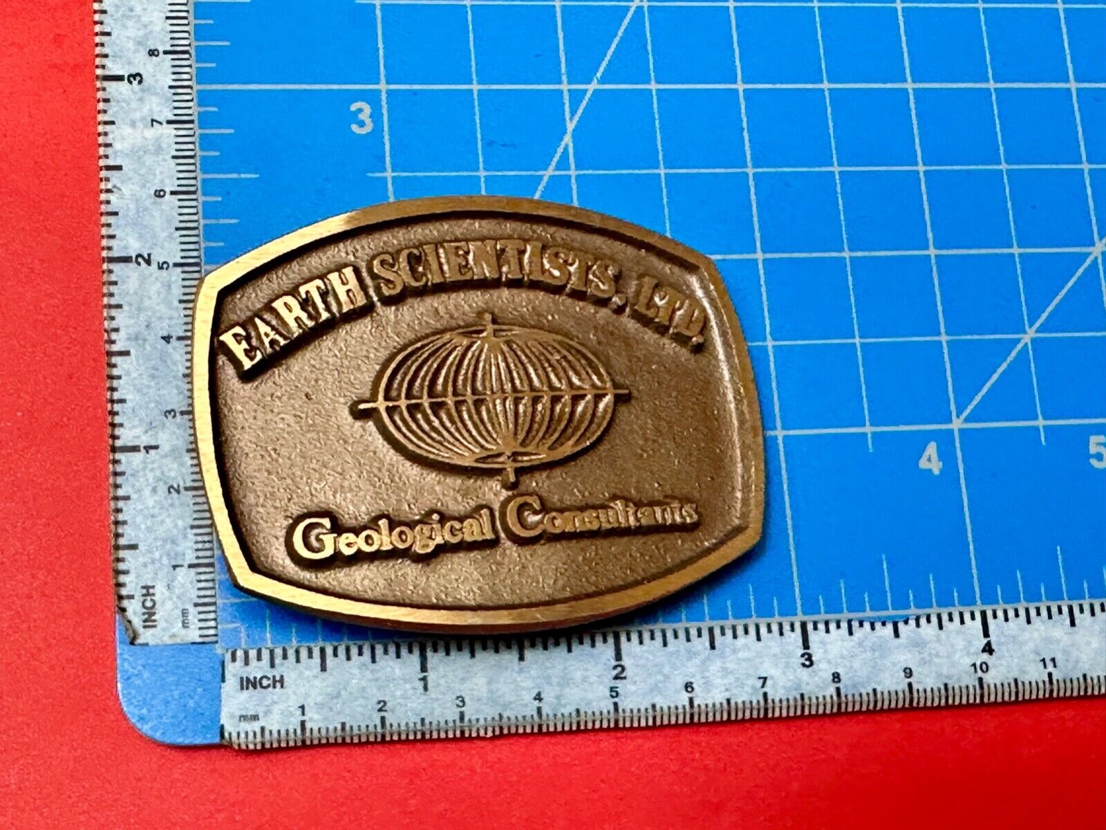 Vintage Earth Scientists LTD 0 Geological Consultants advertising belt buckle