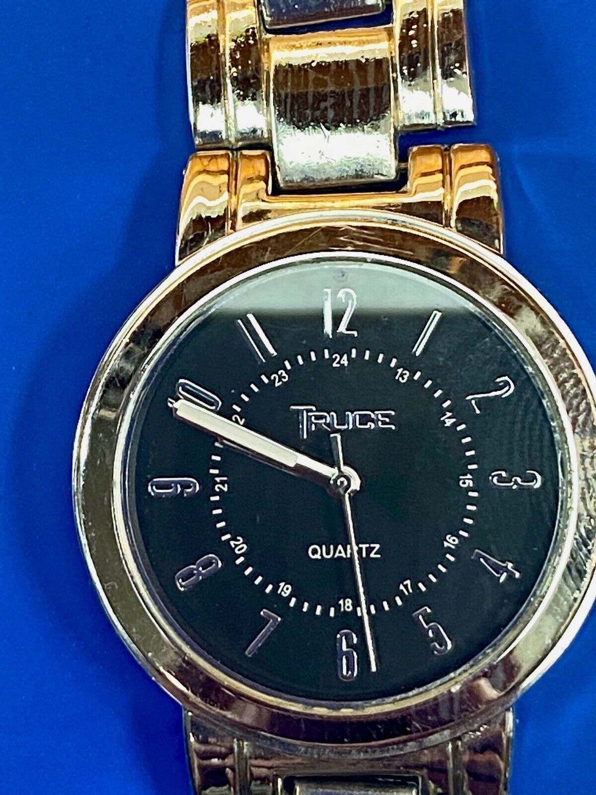 Truce Silver Tone Quartz Ladies Watch, Black Face  - New Battery Working Well! 