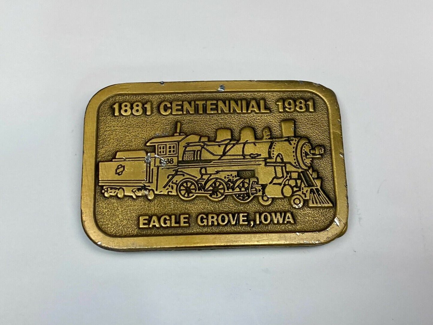 1881 Centennial 1991 Train Eagle Grove Iowa Belt Buckle By Hitline