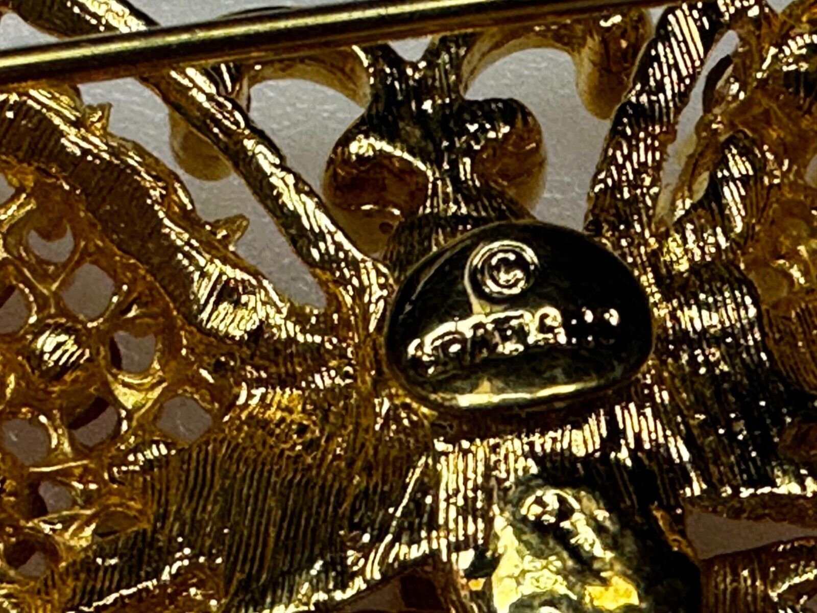 Aurora Borealis Butterfly Jeweled Insect Figural Brooch Pin Signed By Graziano