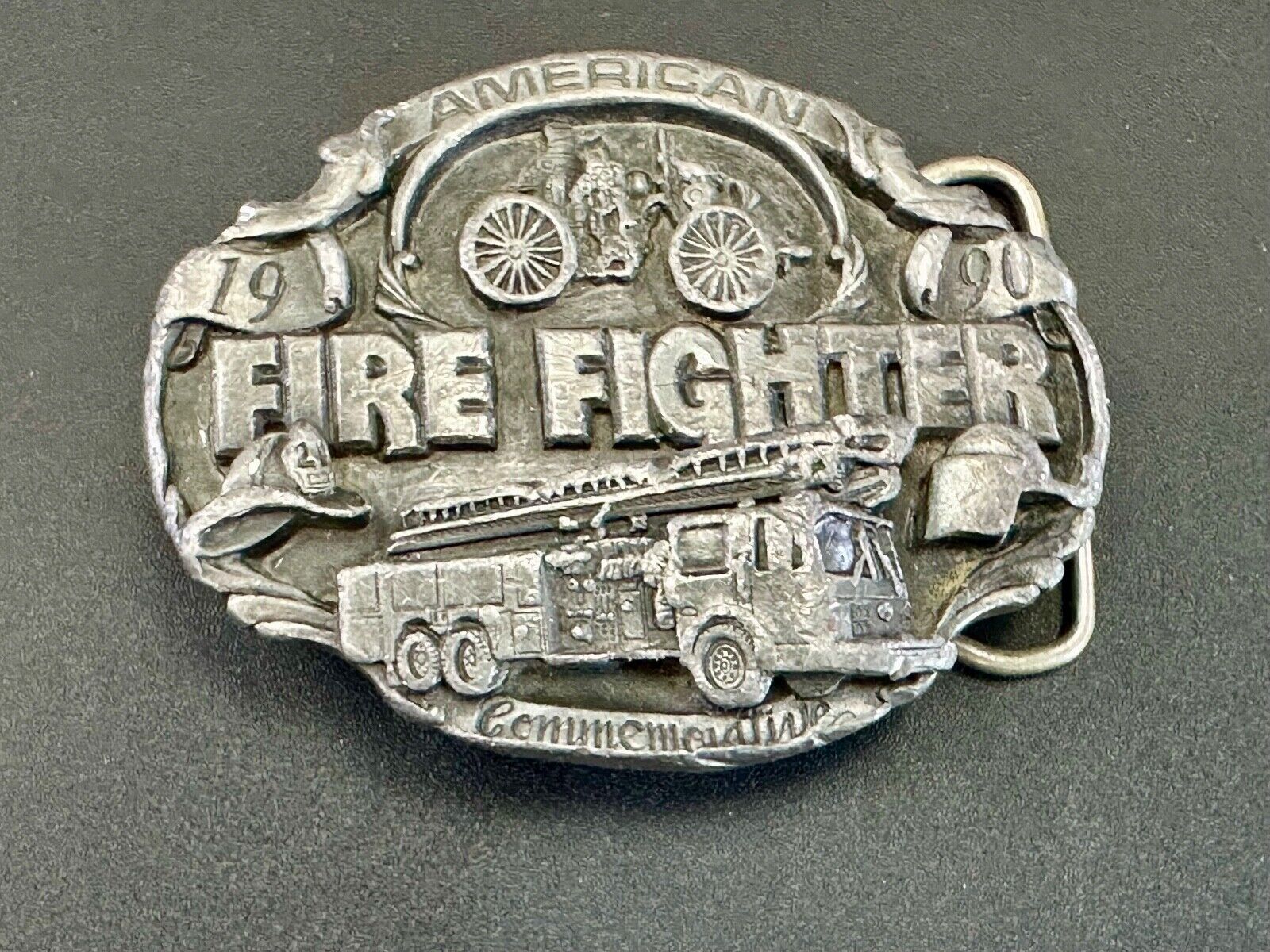 American Fire Fighter Commemorative Hook & Latter Arroyo Grande belt buckle