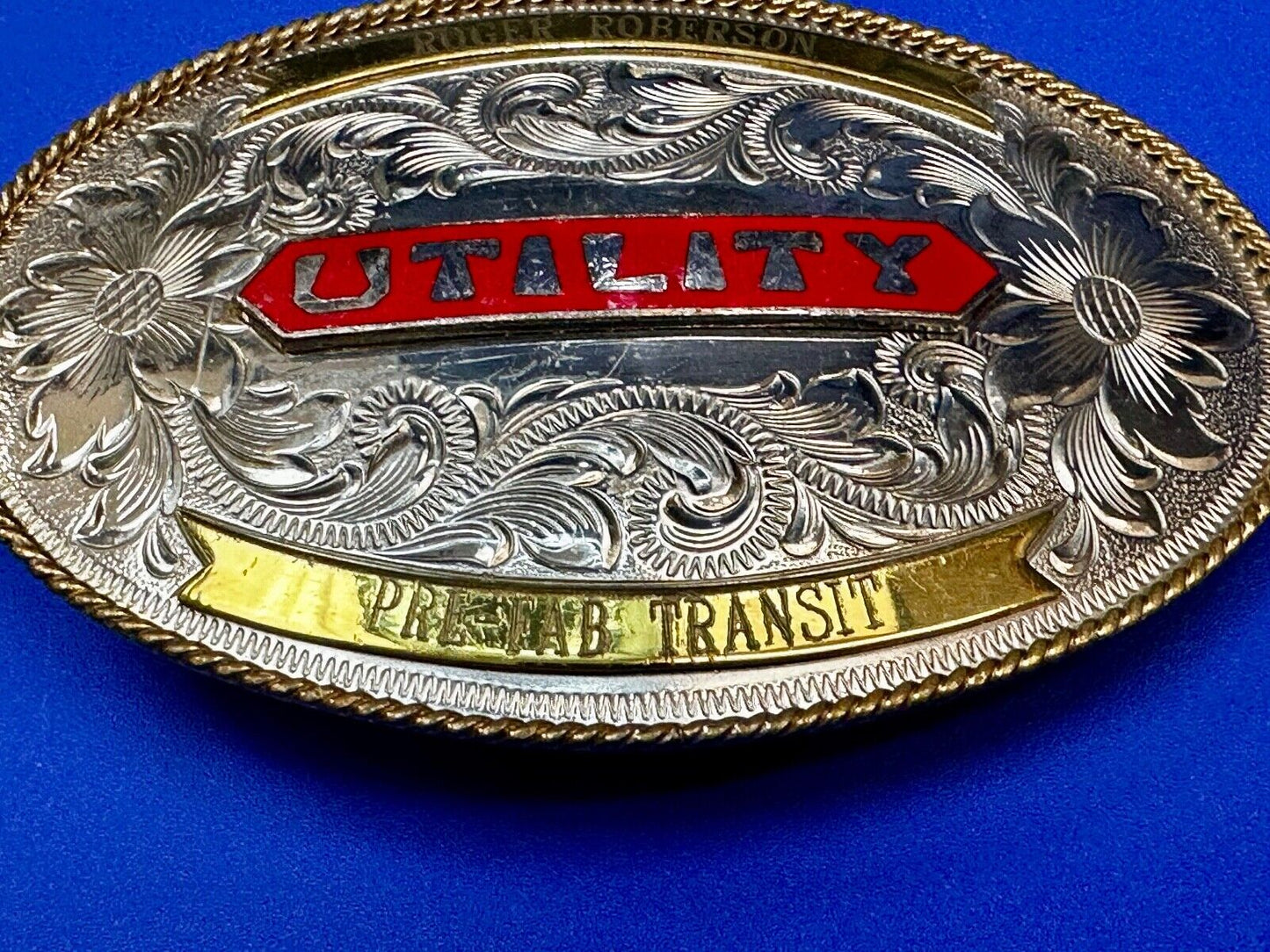Utility Western Trophy Style Pre Fab Transit Tonkin  German Silver Belt Buckle