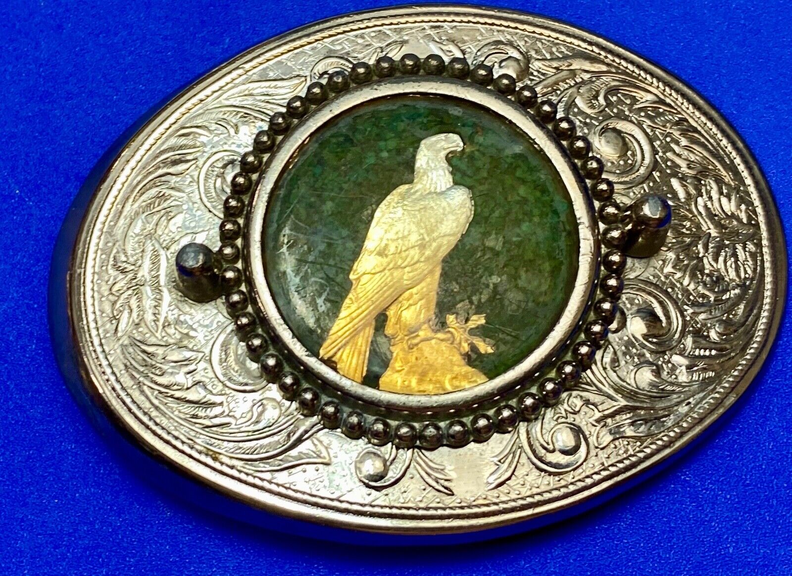 American Bald Eagle Patriotic Artisan Painting Centerpiece Western Belt Buckle