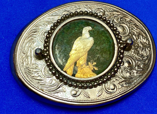American Bald Eagle Patriotic Artisan Painting Centerpiece Western Belt Buckle