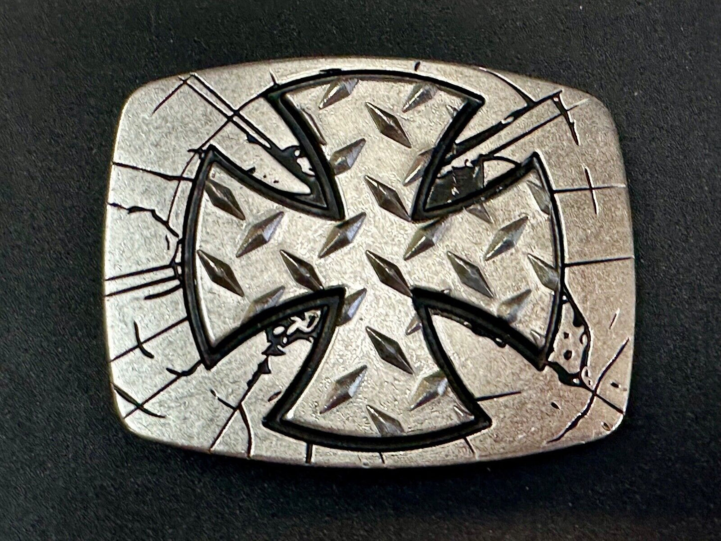 Unique Maltese Iron Cross silver & black color Chrome brand Belt Buckle