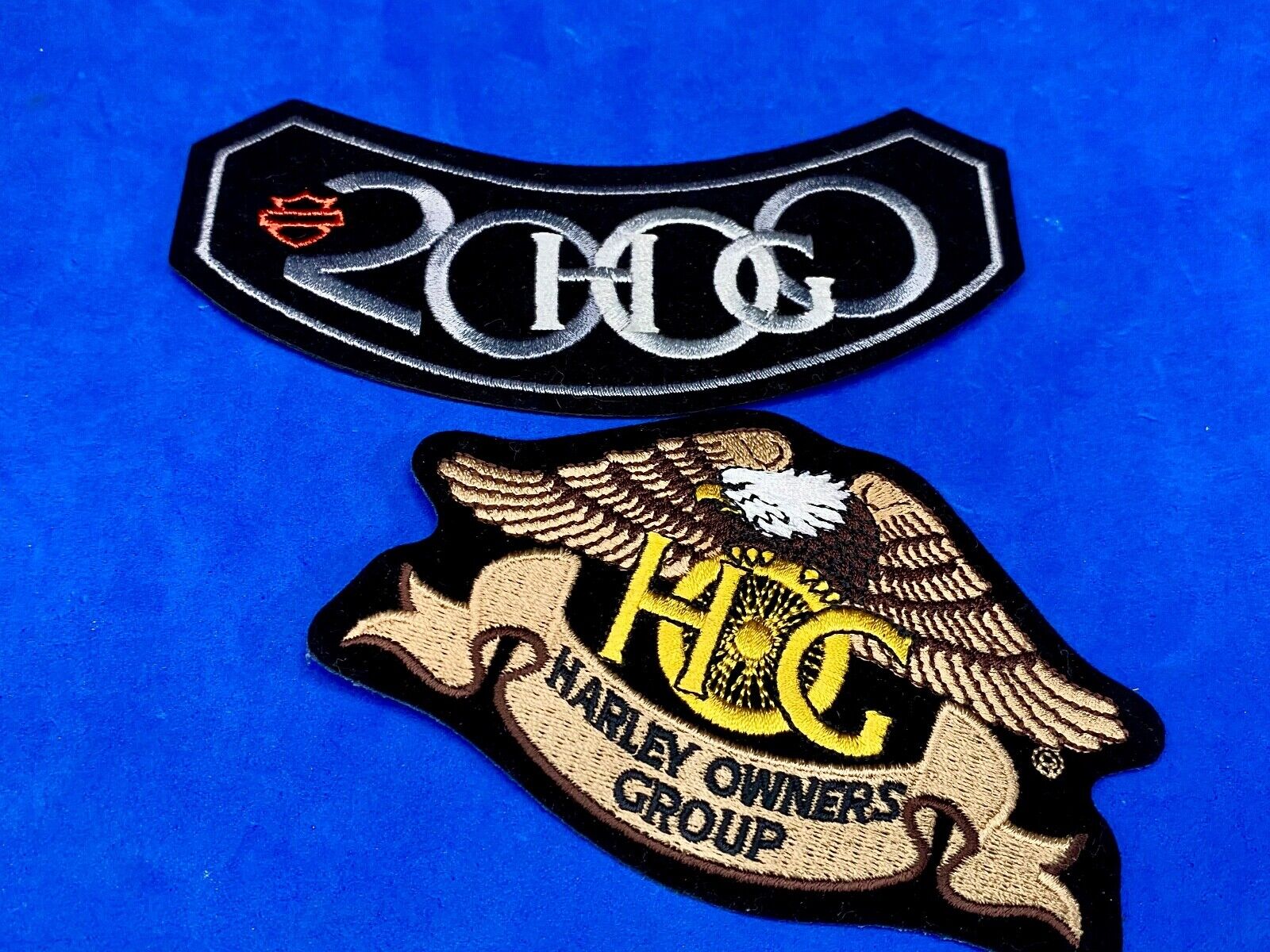 2 LOT Harley Davidson Owners Group HOG Jacket Vest Wings Patch Year 2000