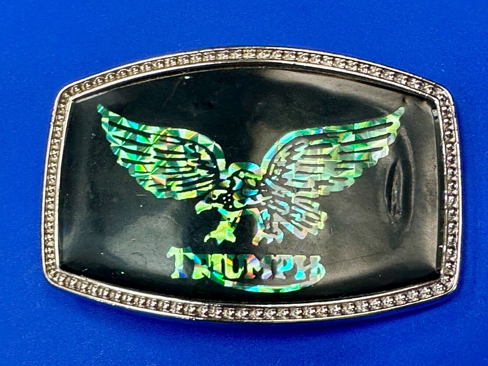 TRIUMPH MOTORCYCLES Eagle emblem Holographic retro style logo belt buckle