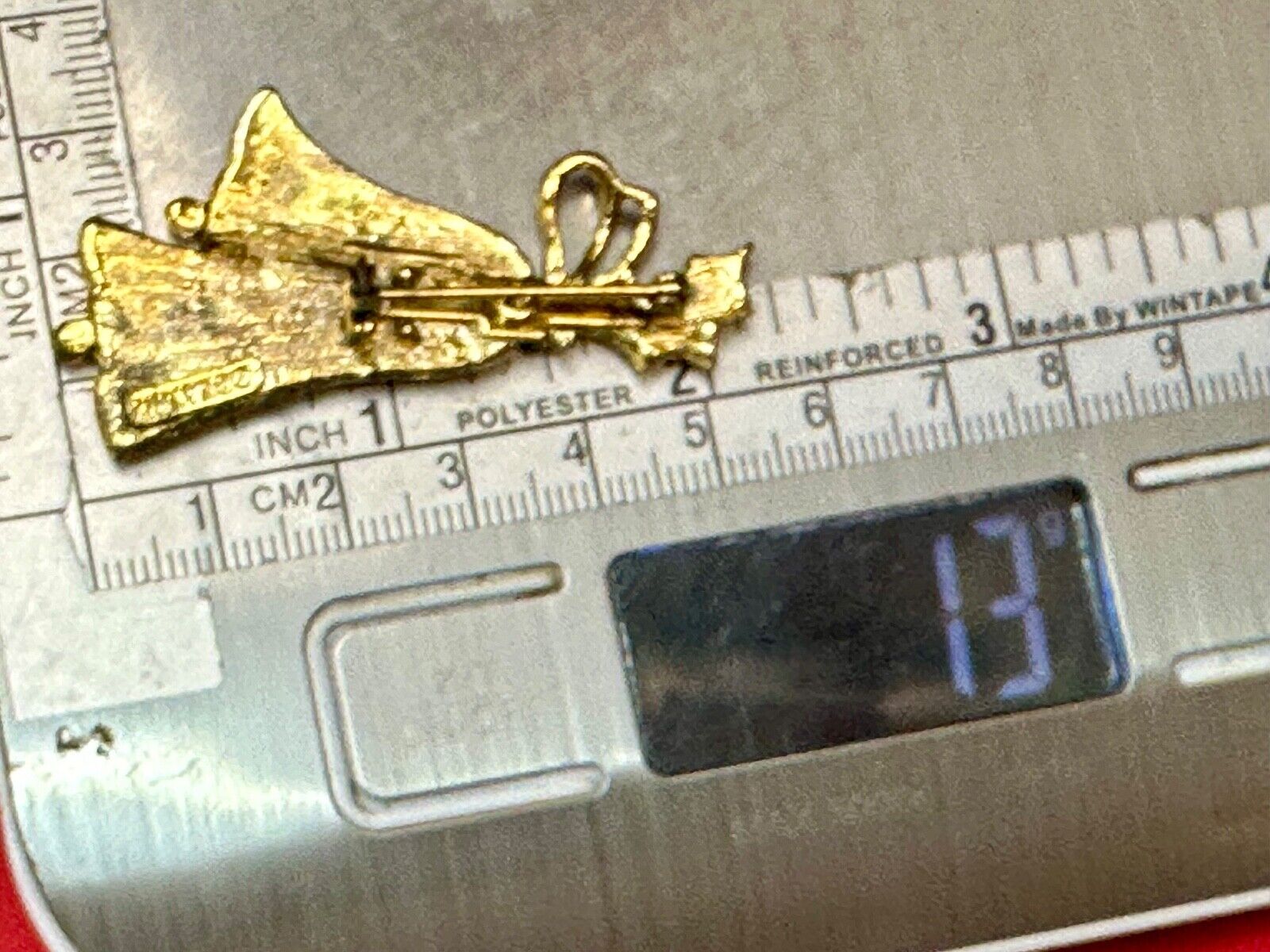 Vintage Bells & Holly BEATRIX Gold Tone Christmas Holiday Brooch Pin