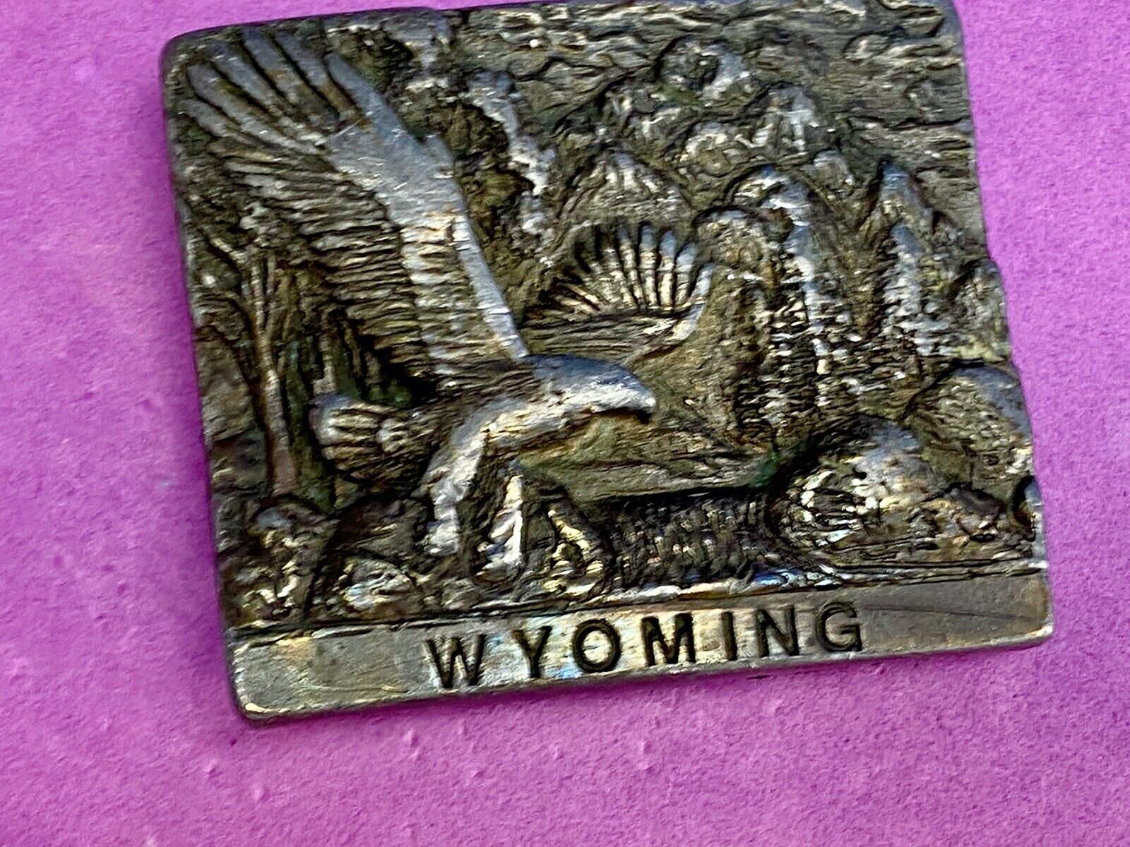 Vintage 1979 belt buckle - The state of Wyoming by Spec-Cast 