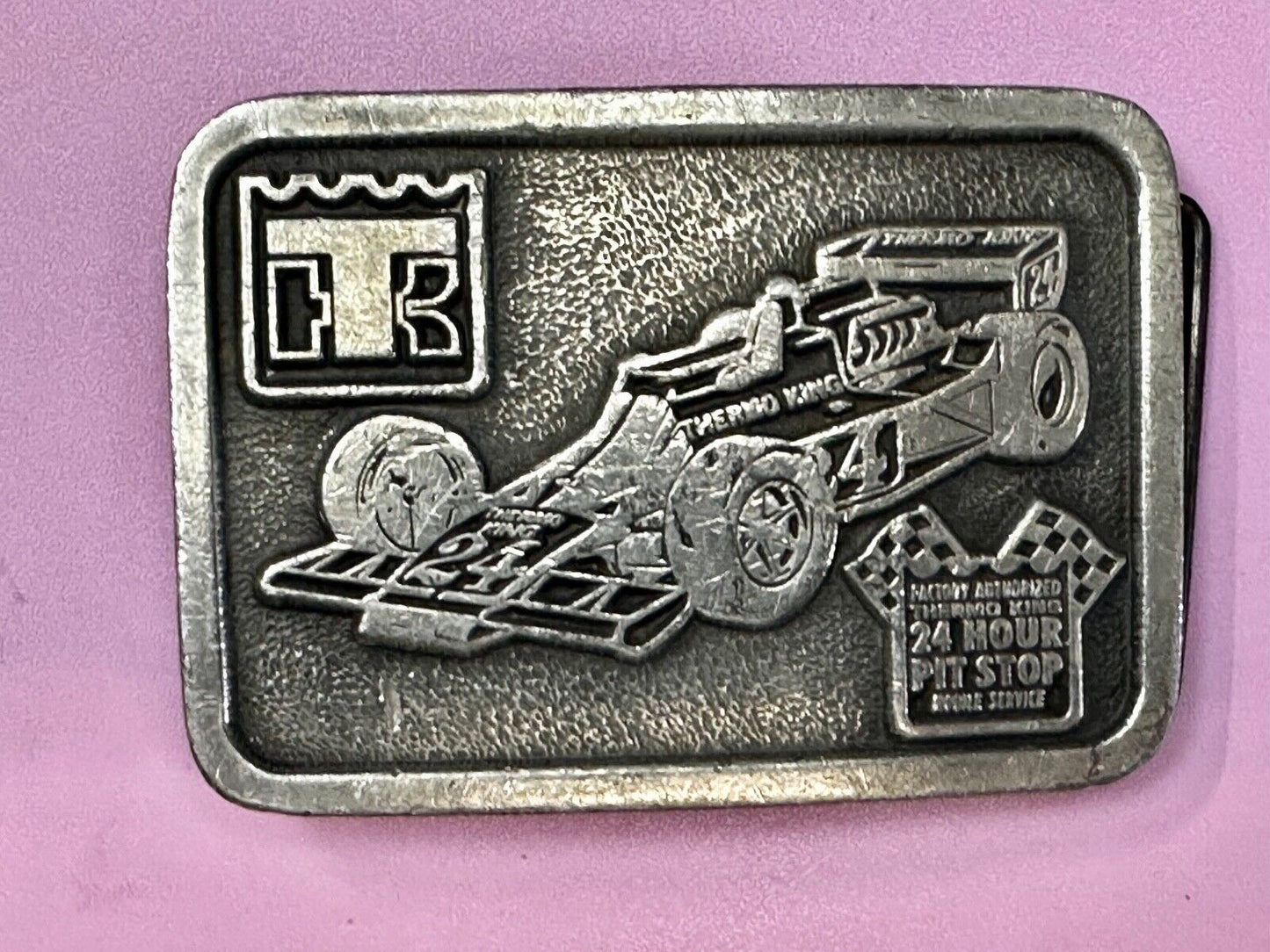 TK Thermo King - Indy Motor Speedway 24 hour pit stop Vintage Belt Buckle