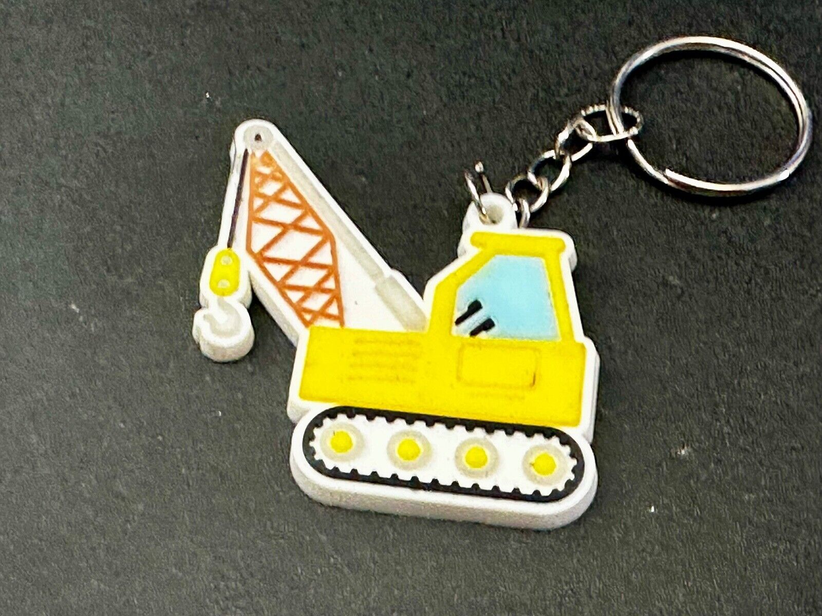 Toy Construction Crane Job Work Site Truck Keychain - Key Ring Chain