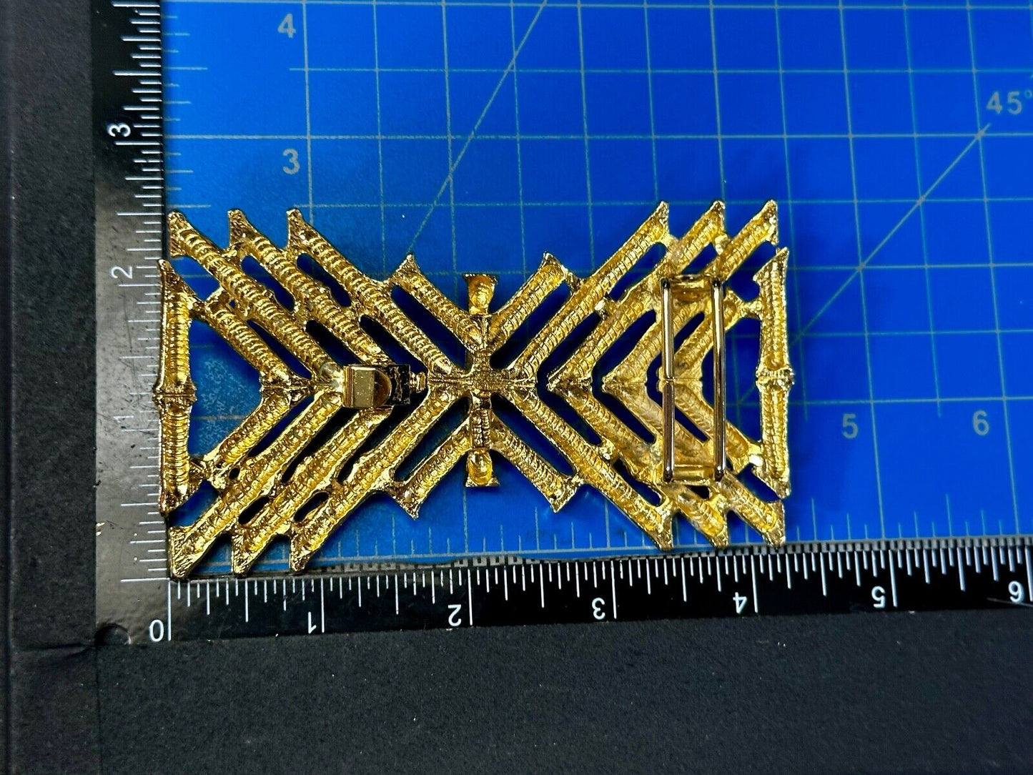 Abstract Bamboo Stick Design Large Vintage Belt Slide Buckle by Mimi Di N