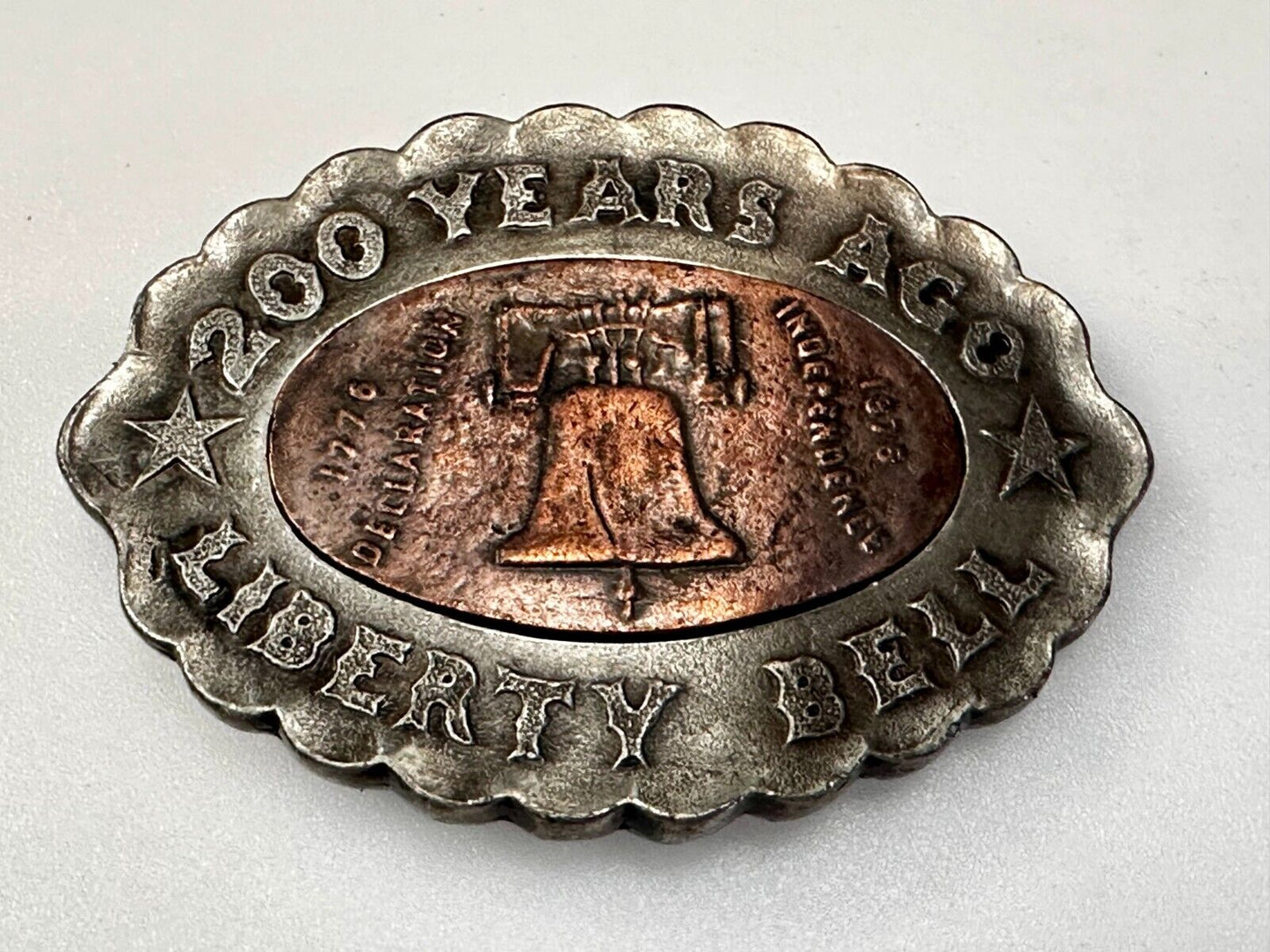 USA Liberty Bell 200 Year Celebration two tone Patriotic Bergamot Belt Buckle