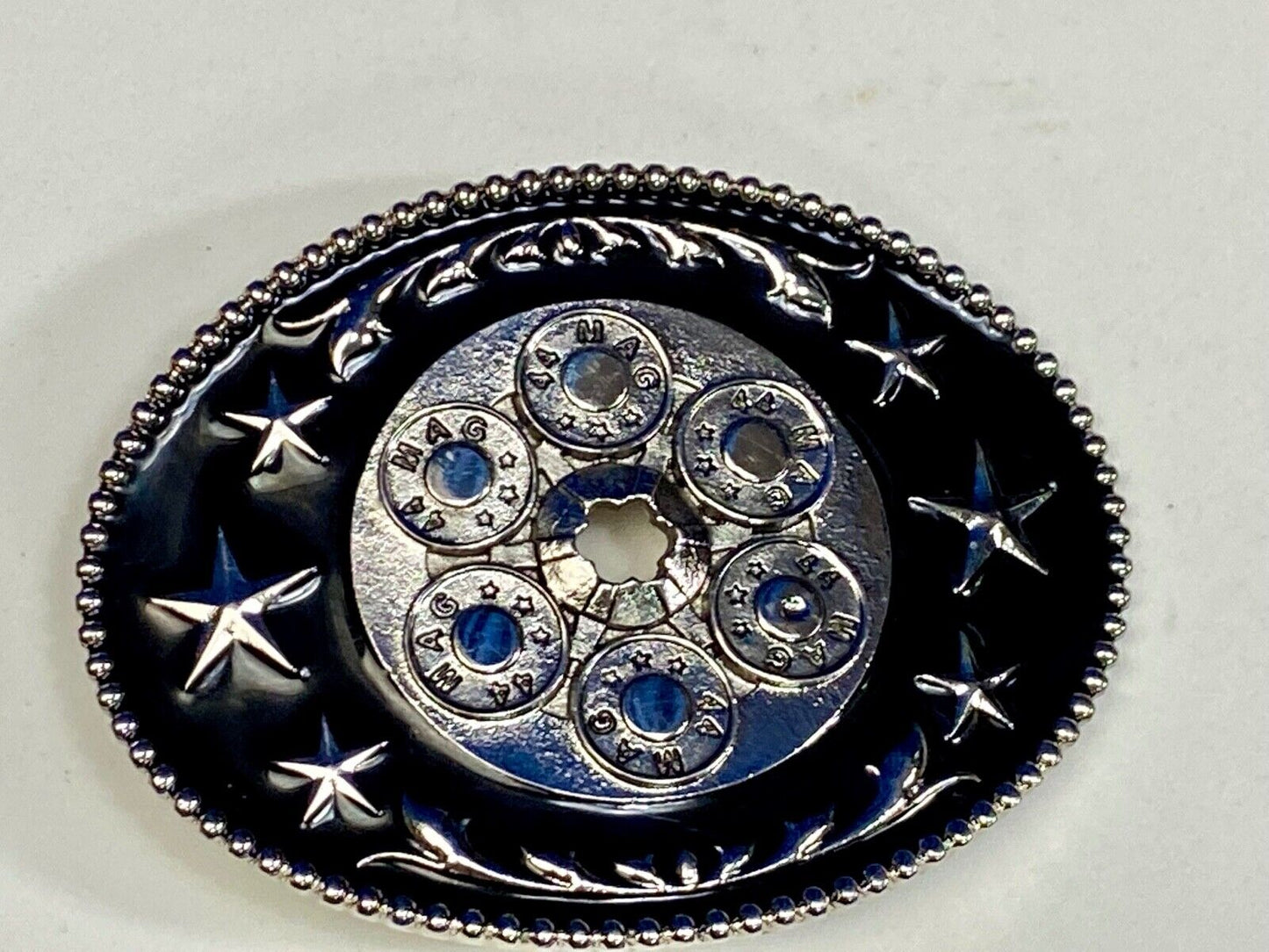 44 Mag Gun Collectors Bullets As Centerpiece In Western Cowboys Belt Buckle 