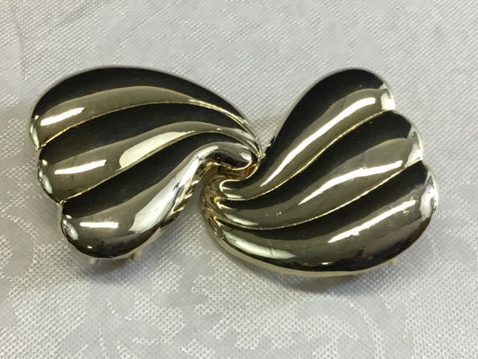 2 piece dual GOLD TONE SCARF CLIP BUCKLE - Swirling hearts