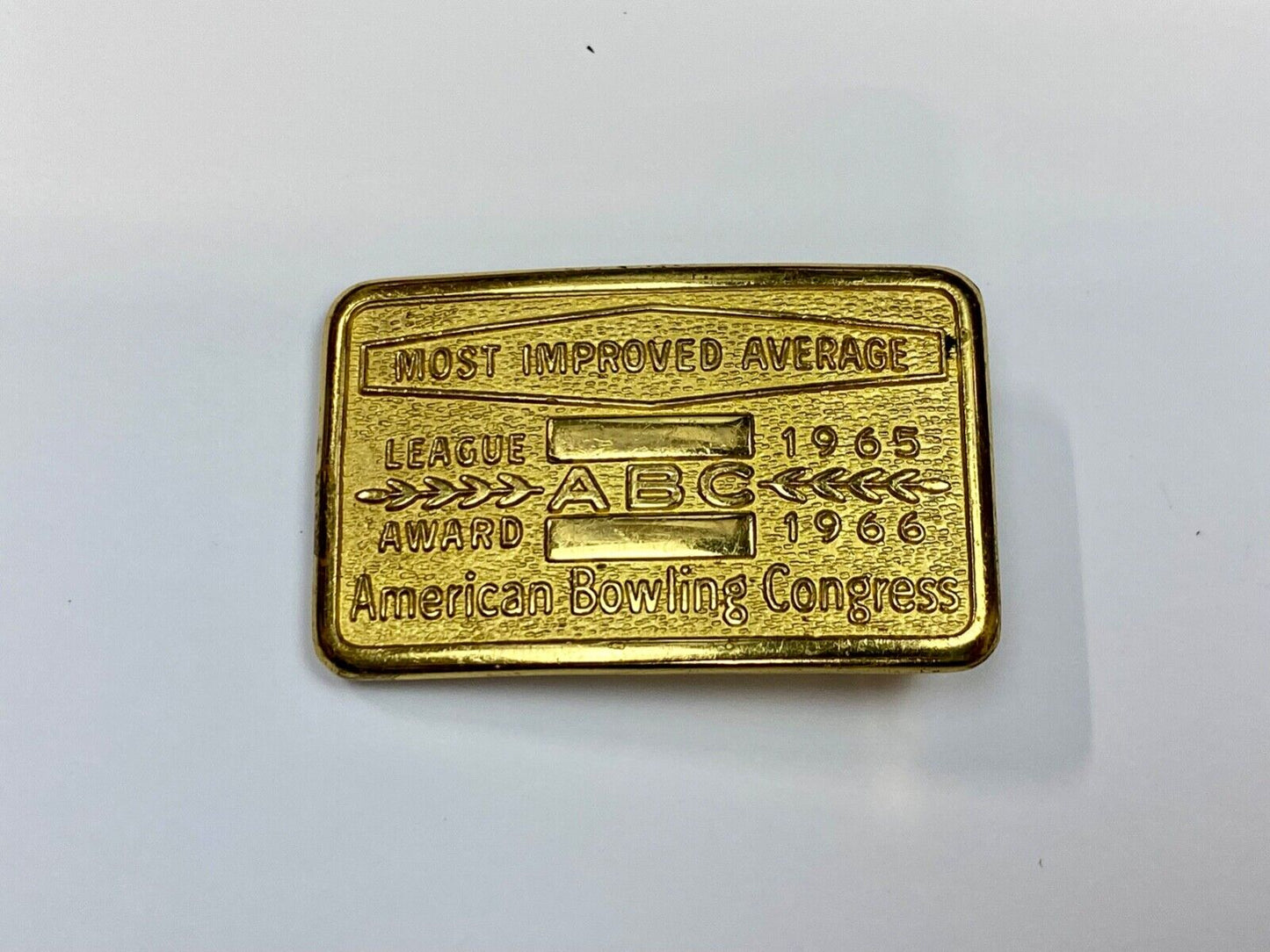 1965 - 66 ABC Bowling Bowler's BLANK Most improved average award belt buckle