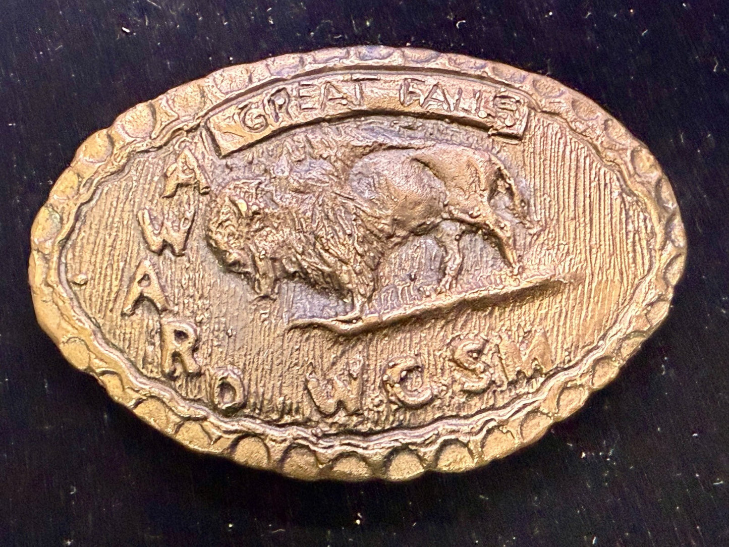 American Buffalo Bison Great Falls Award WCSM Brass Tone Hunters Belt Buckle