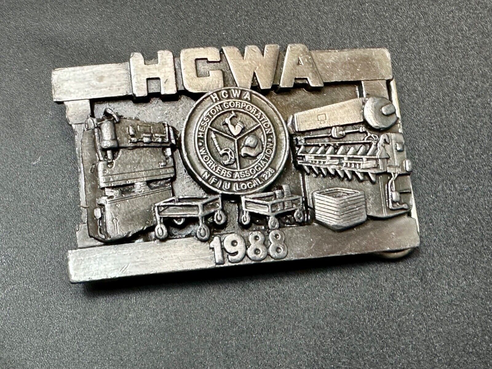 1988 HWCA 8th Hesston Fabrication Corp workers assn LIMITED belt buckle