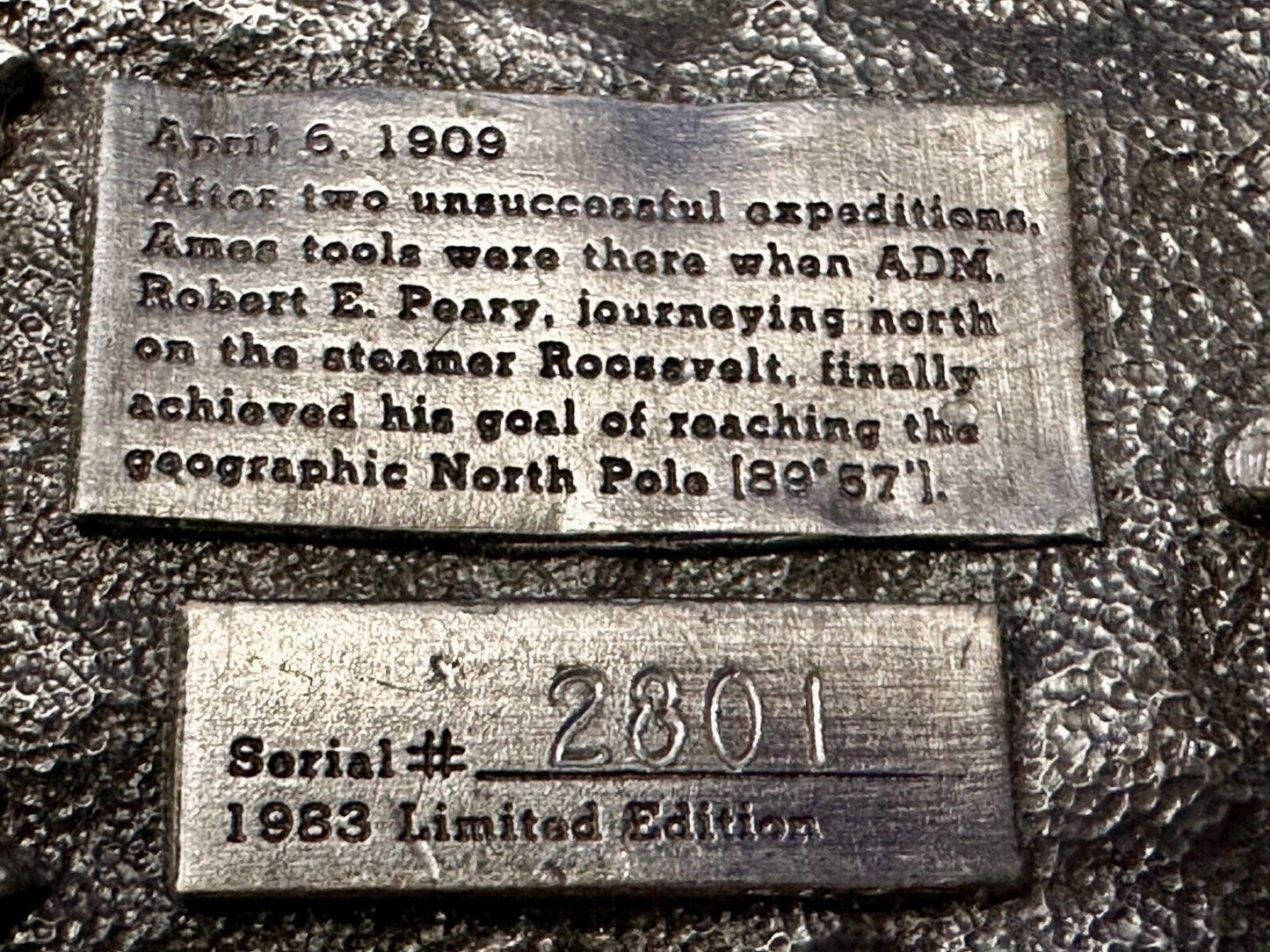 Ames Tools The Discovery of The North Pole by Robert E. Peary 1909 Belt Buckle