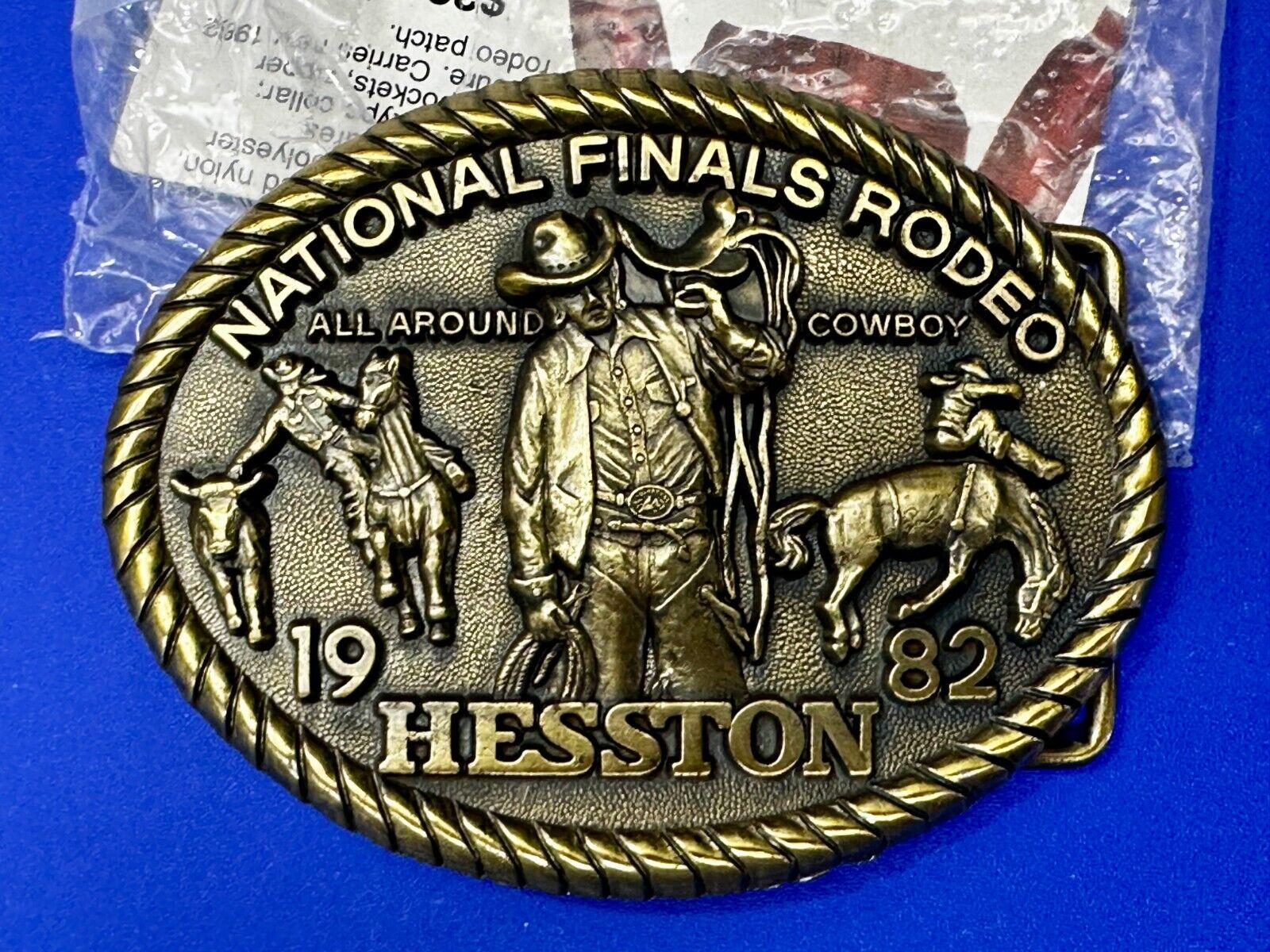 1982 Hesston National Finals Rodeo NFR Cowboys NOS Western Adult Belt Buckle