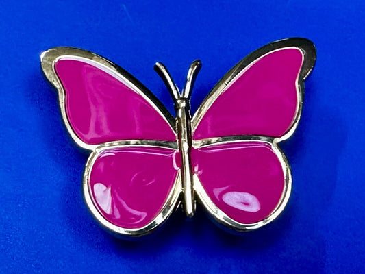 Beautiful Butterfly Shaped Cutout Pink Enameled Womens Belt Buckle
