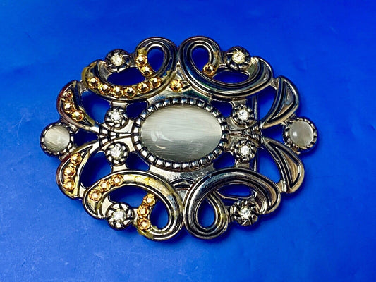 Unique See Though Rhinestone Accented Victorian Style Centerpiece Belt Buckle