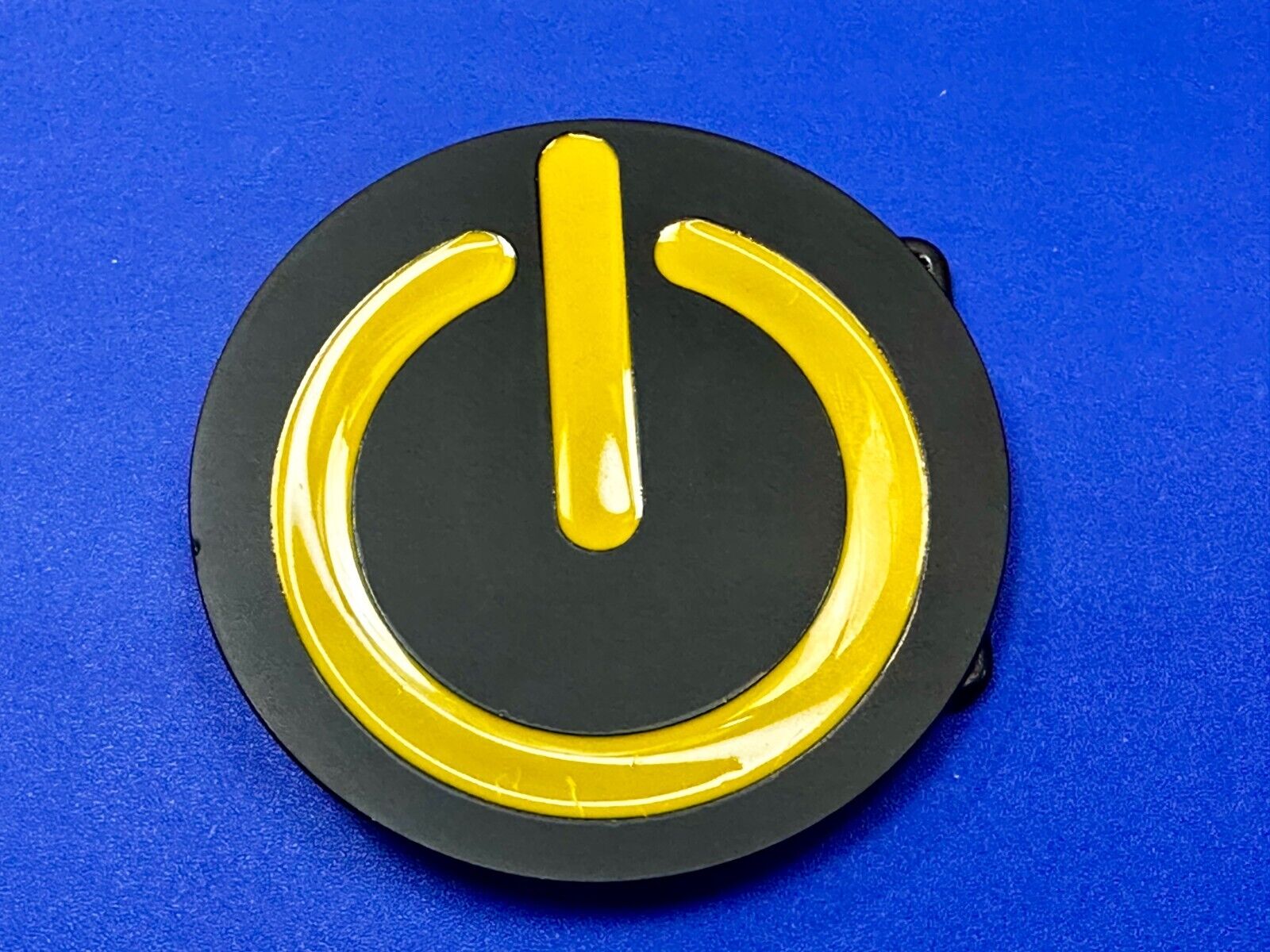 Power On Off Button Shutdown Electronics Computer Yellow Black Color Belt Buckle
