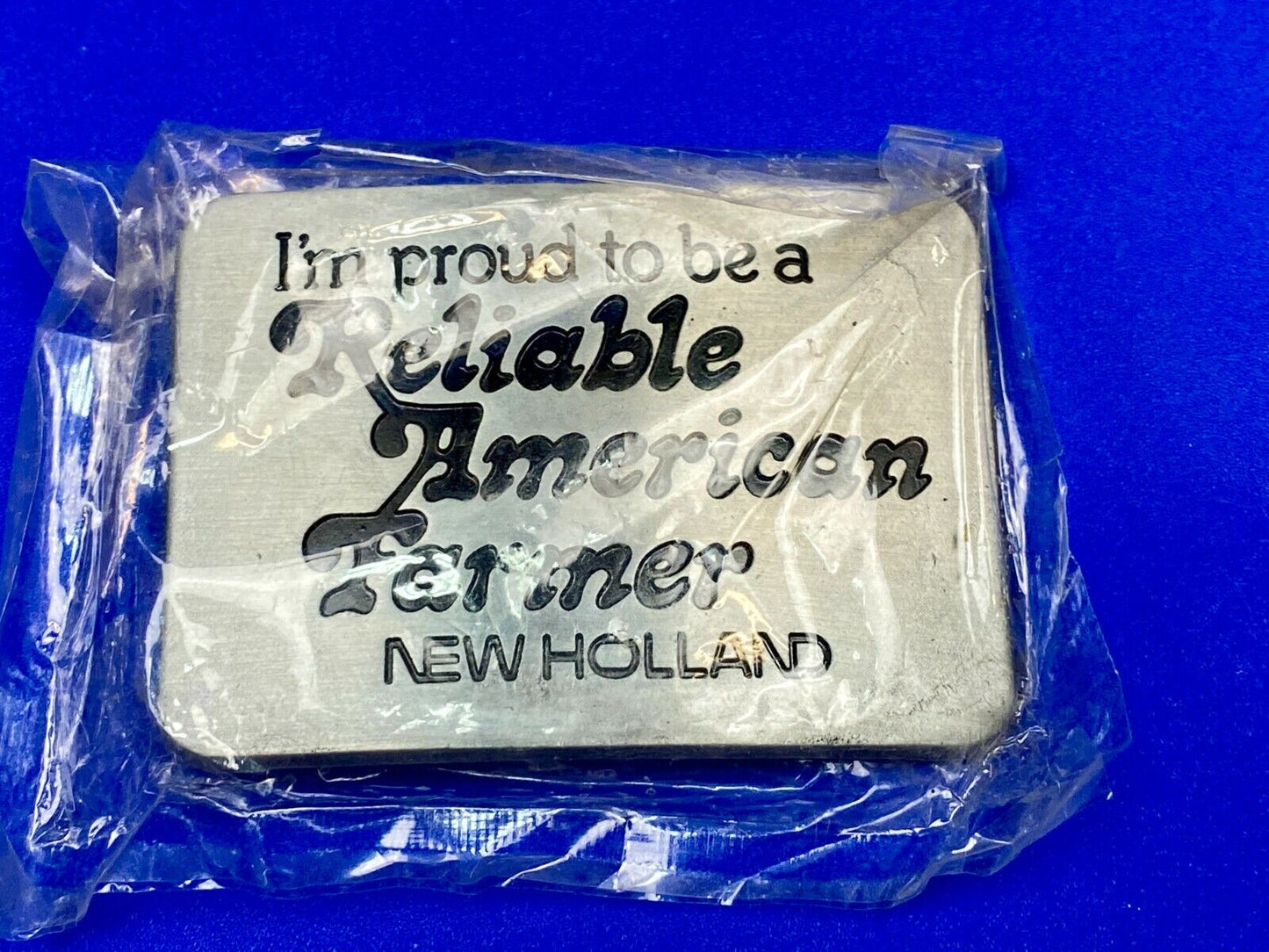 Vintage 1982 New Holland I'm Proud To Be A Reliable American Farmer Belt Buckle