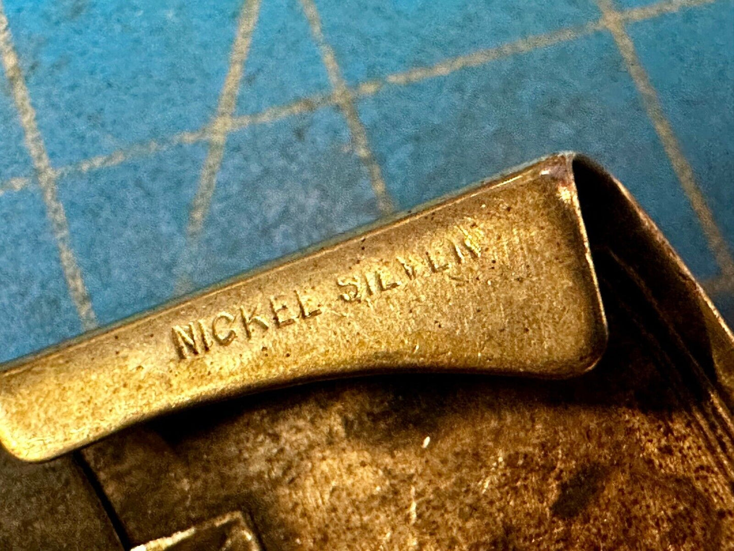 Antique Letter Monogram Initial H Art Deco Nickel Silver Belt Buckle by Pioneer