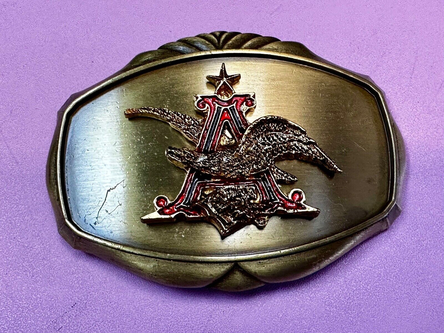 Anhesier Busch Beer Vintage 1970's Raintree western framed Belt Buckle
