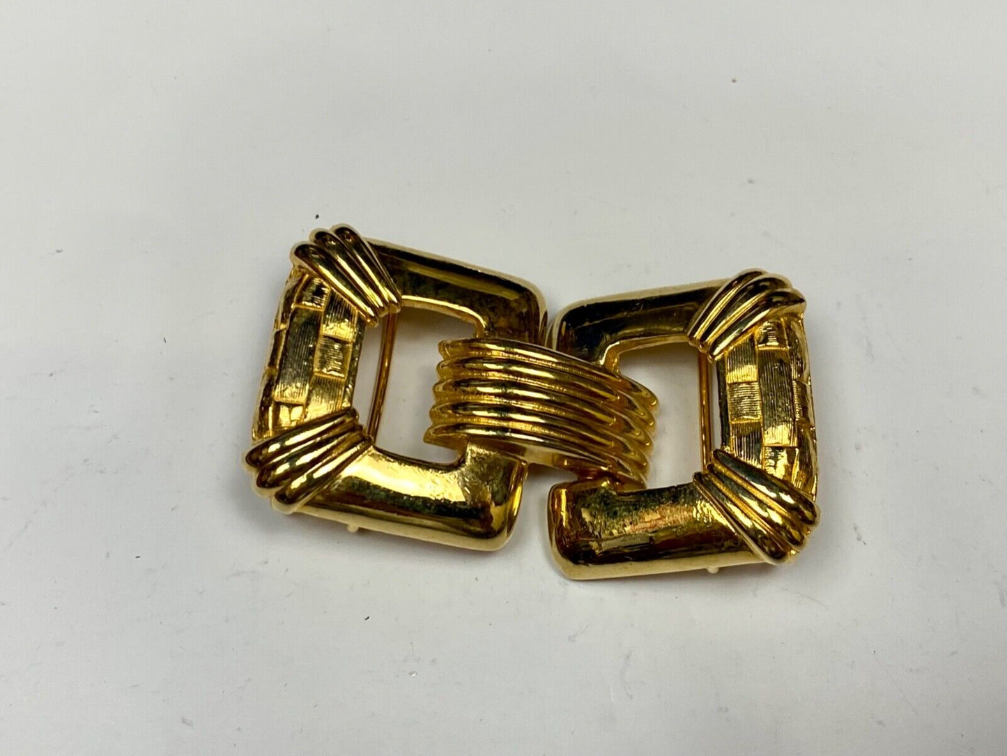 Vintage Gay Boyer Signed Piece Interlocking Rectangular Belt Buckle