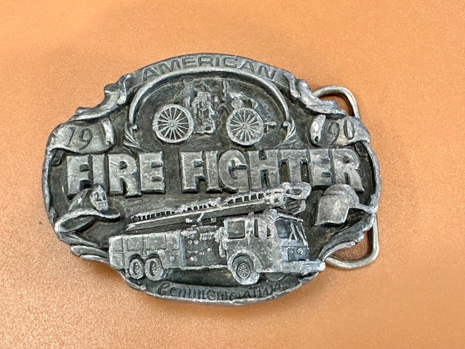 American Fire Fighter Commemorative Hook & Latter Arroyo Grande belt buckle