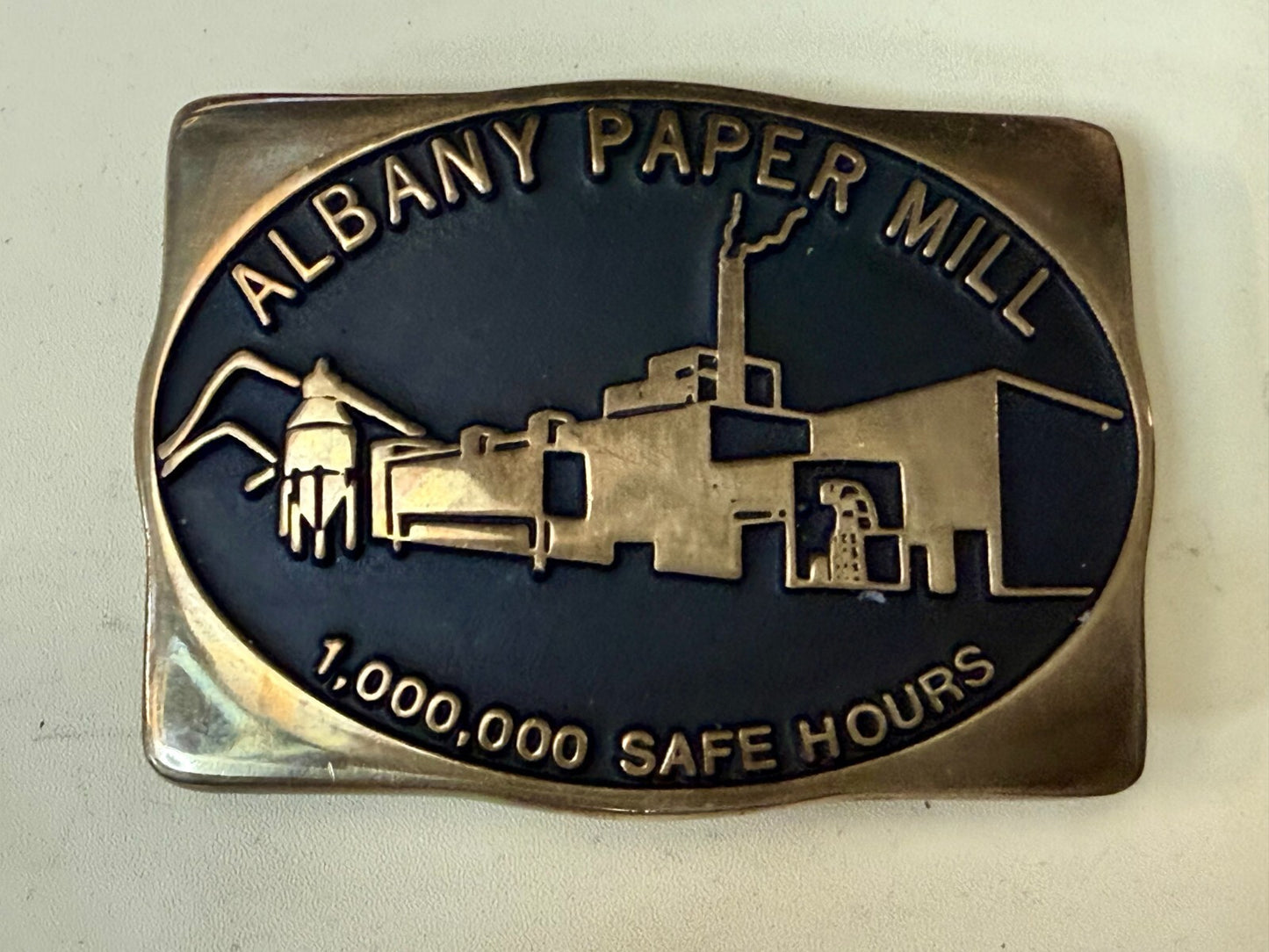 Albany Paper Mill 1,000,000 Safe Hours Solid Brass 1988 Anacortes Belt Buckle