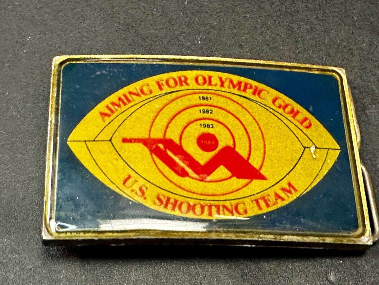 US Shooting Team Los Angeles 1984 Aiming for Olympic Gold Vintage Belt Buckle