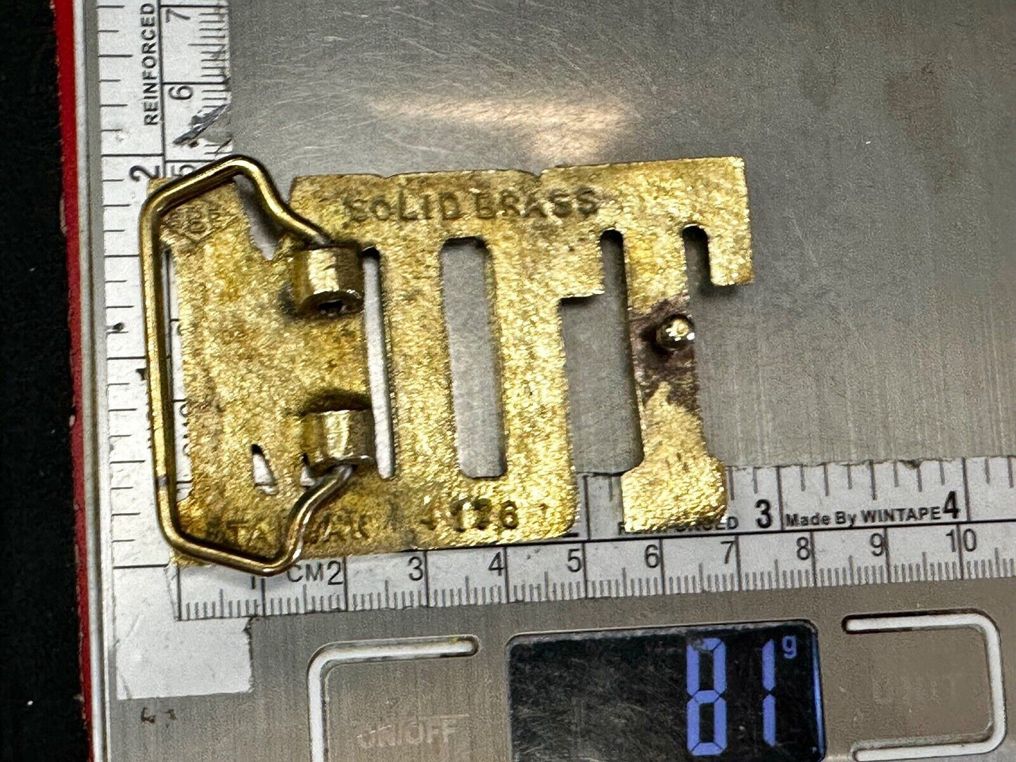 TOM - Custom Name cutout block letters Solid Brass Belt Buckle by Baron