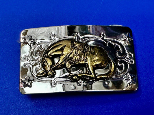 Vintage Horse Cowboy Saddle Buck Bronc western belt buckle