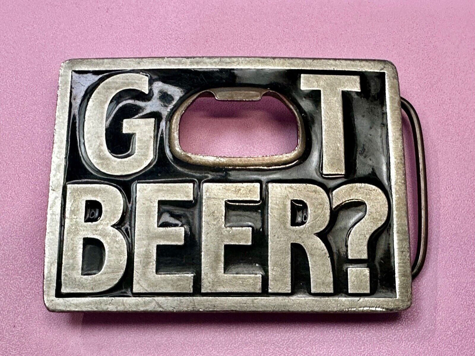 Vintage 1999 Bergamot "Got Beer?" Bottle Opener Belt Pewter Buckle Made in USA