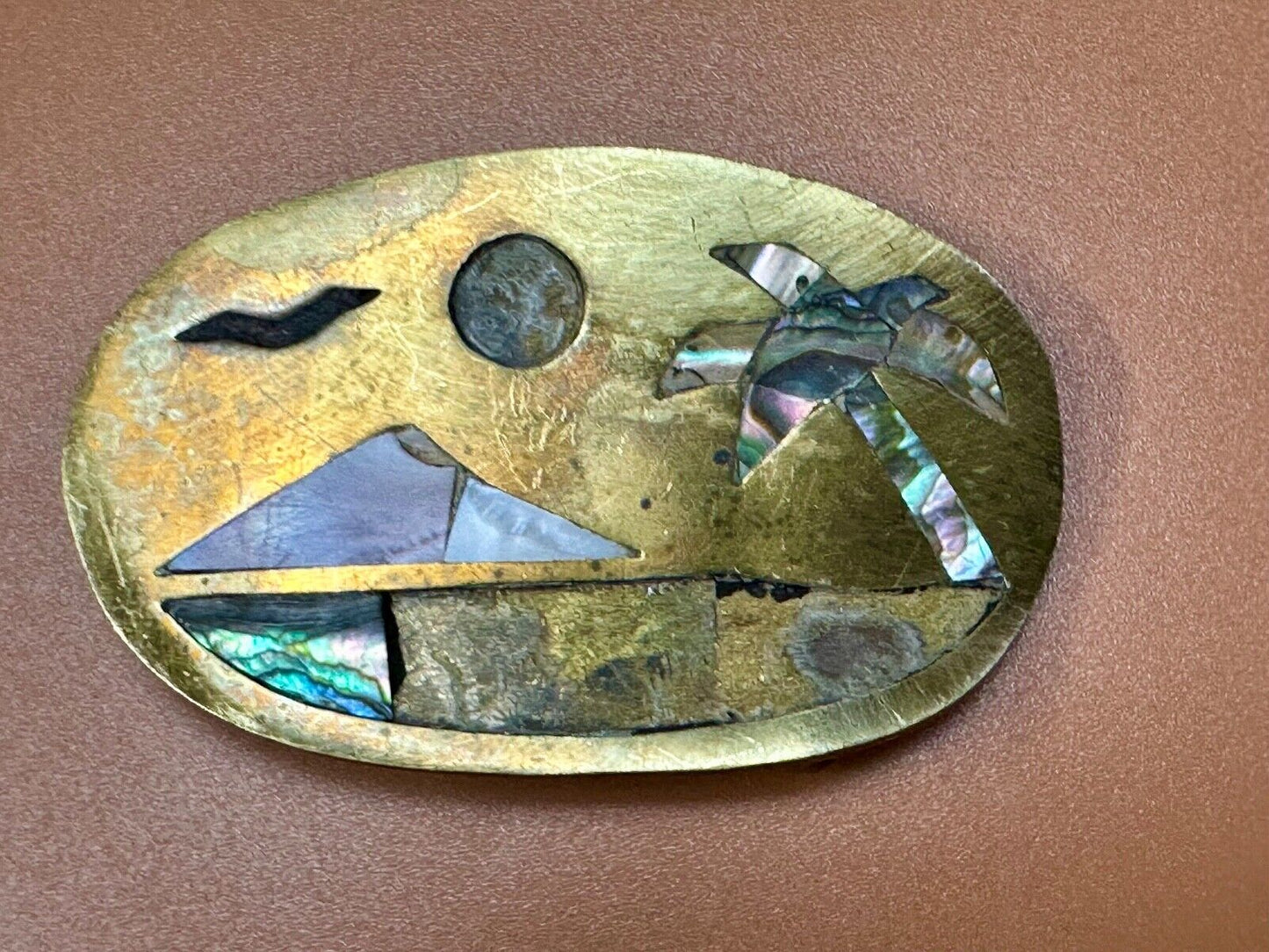A Project belt buckle to repair - Missing inlaid inlay Abalone shell