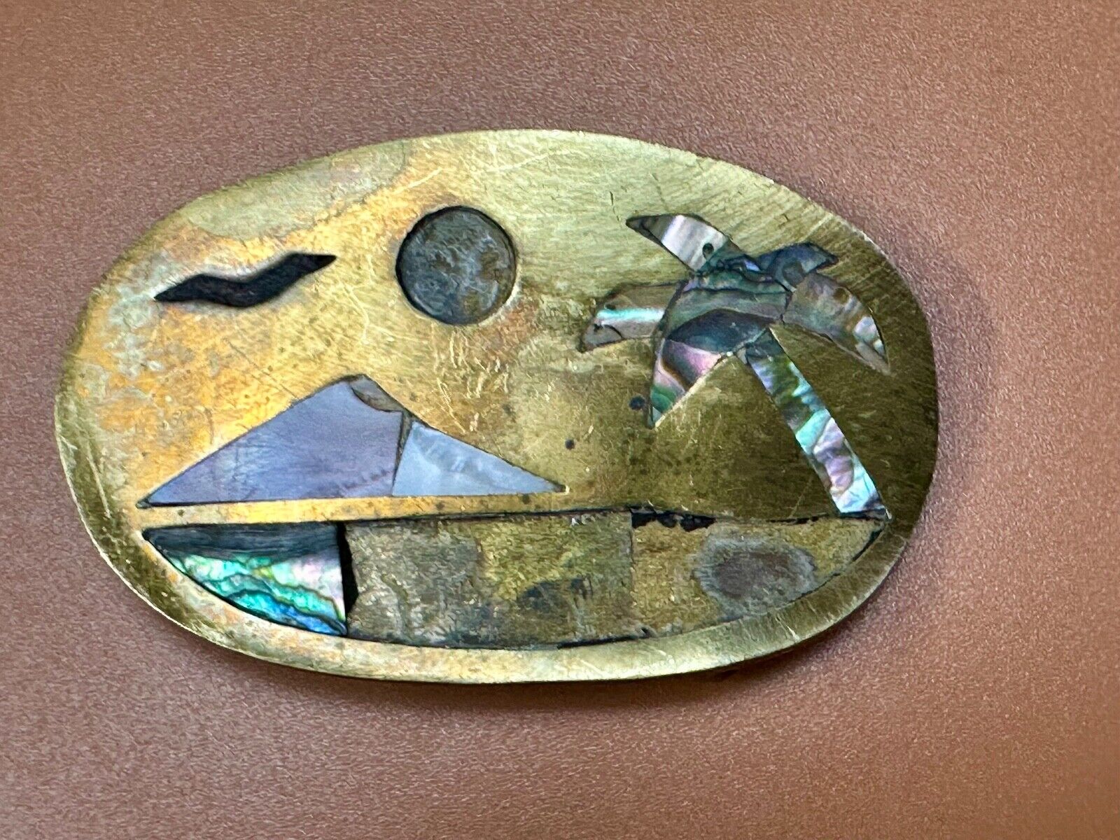 A Project belt buckle to repair - Missing inlaid inlay Abalone shell