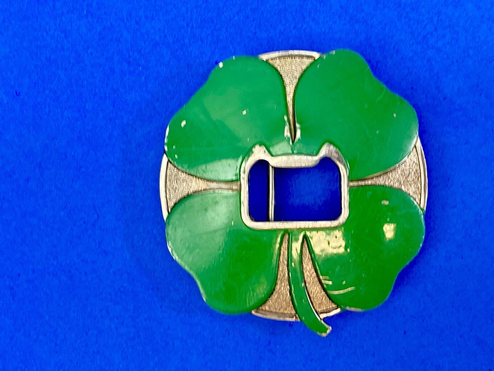 **FOUR LEAF CLOVER W/ BOTTLE OPENER** FUNNY BELT BUCKLE by KALAN