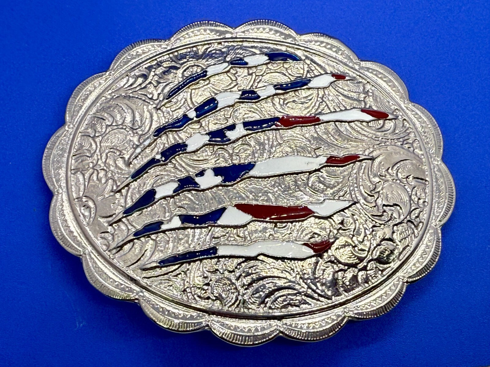 United States of America Flag Sliced Pattern on Western Belt Buckle by Shyanne