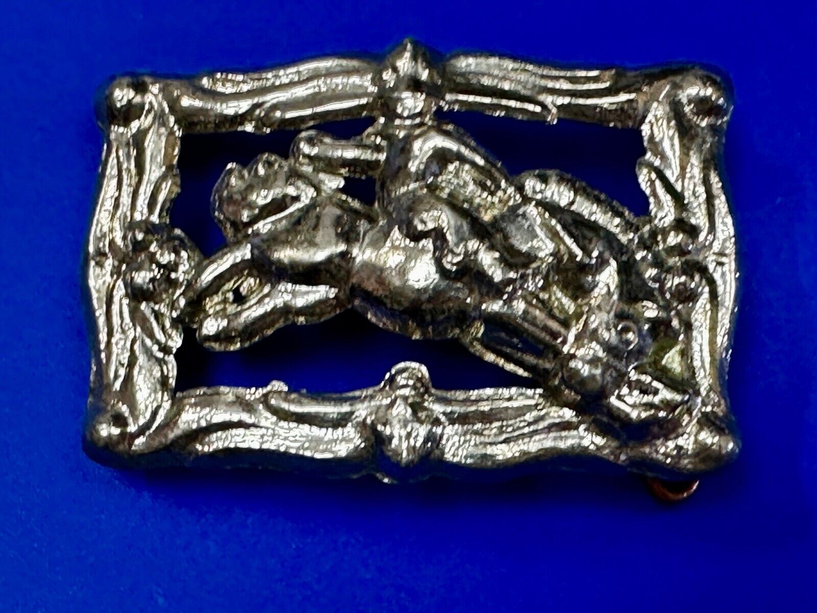 Unique silver tone Vintage Cowboy Saddle Bronc see through western belt buckle