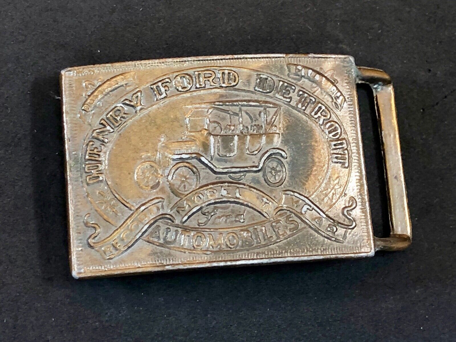 Vintage Belt Buckle Henry Ford Detroit Automobiles PC2020340010 Brass Metal Car