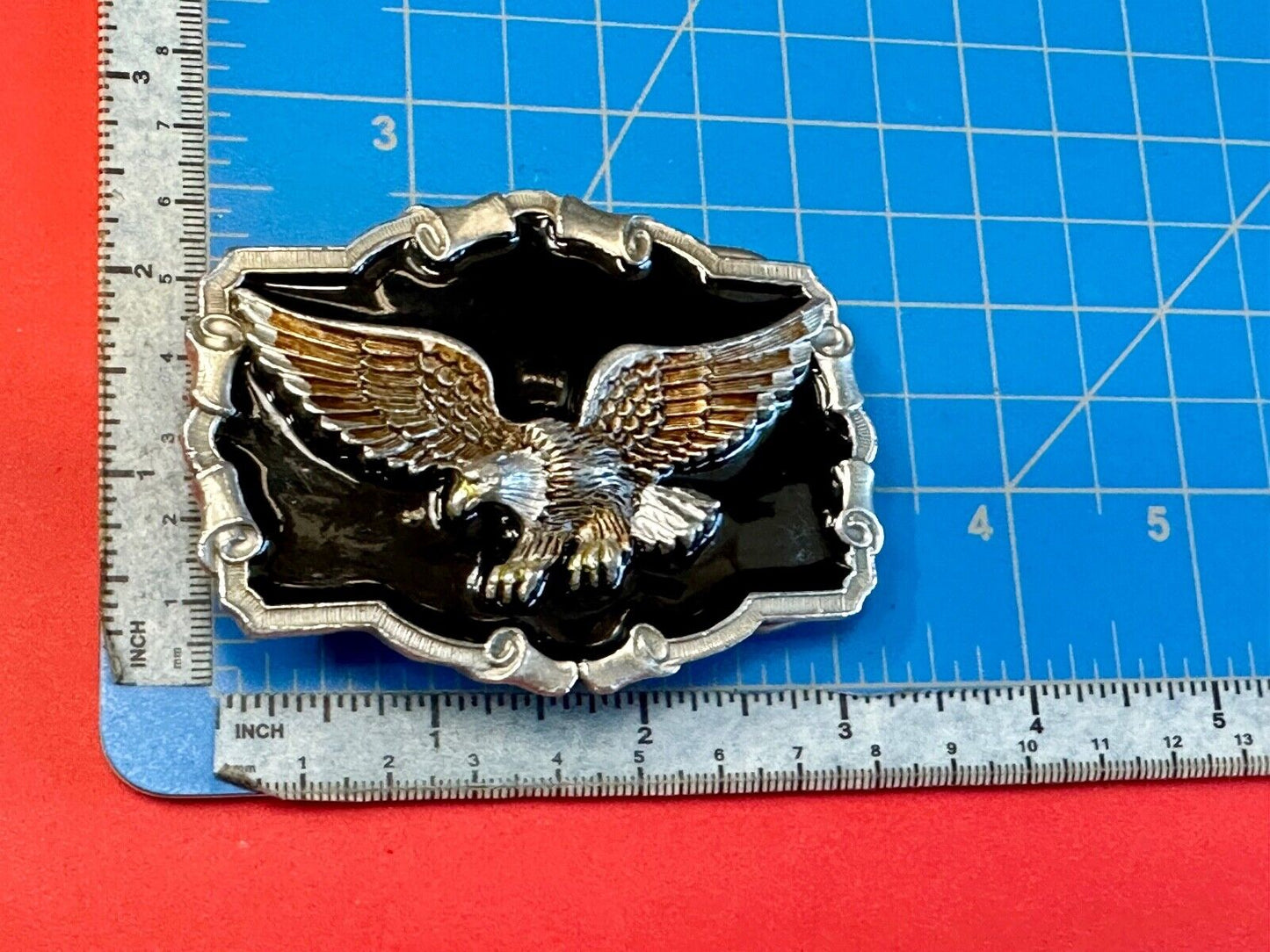 Vintage  Majestic Eagle western framed on black background belt buckle