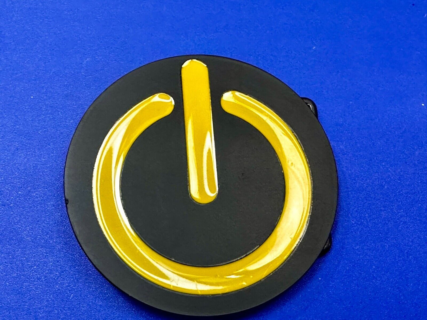 Power On Off Button Shutdown Electronics Computer Yellow Black Color Belt Buckle