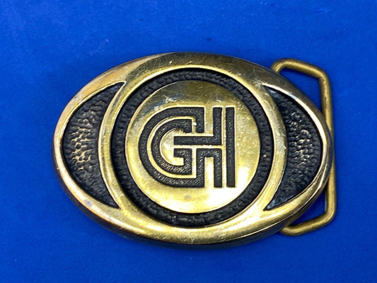 Vintage Ghi? Gi Company Promotional Solid Brass Belt Buckle Scotts Advertising
