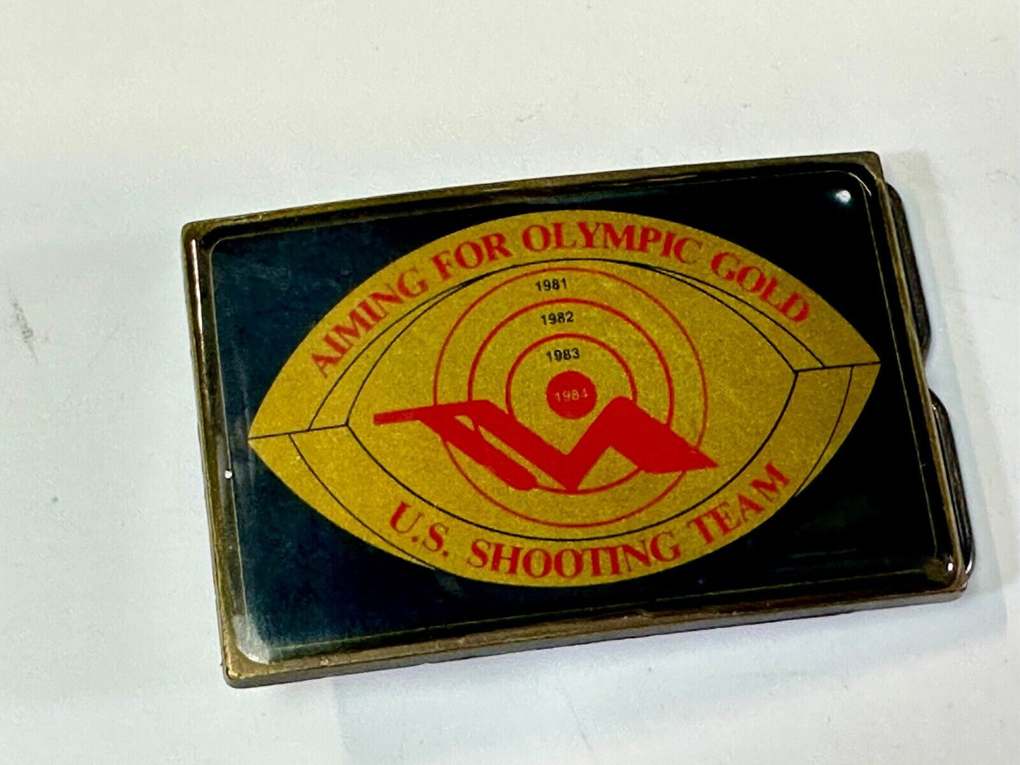 Aiming for Olympic Gold US shooting team 1984 belt buckle