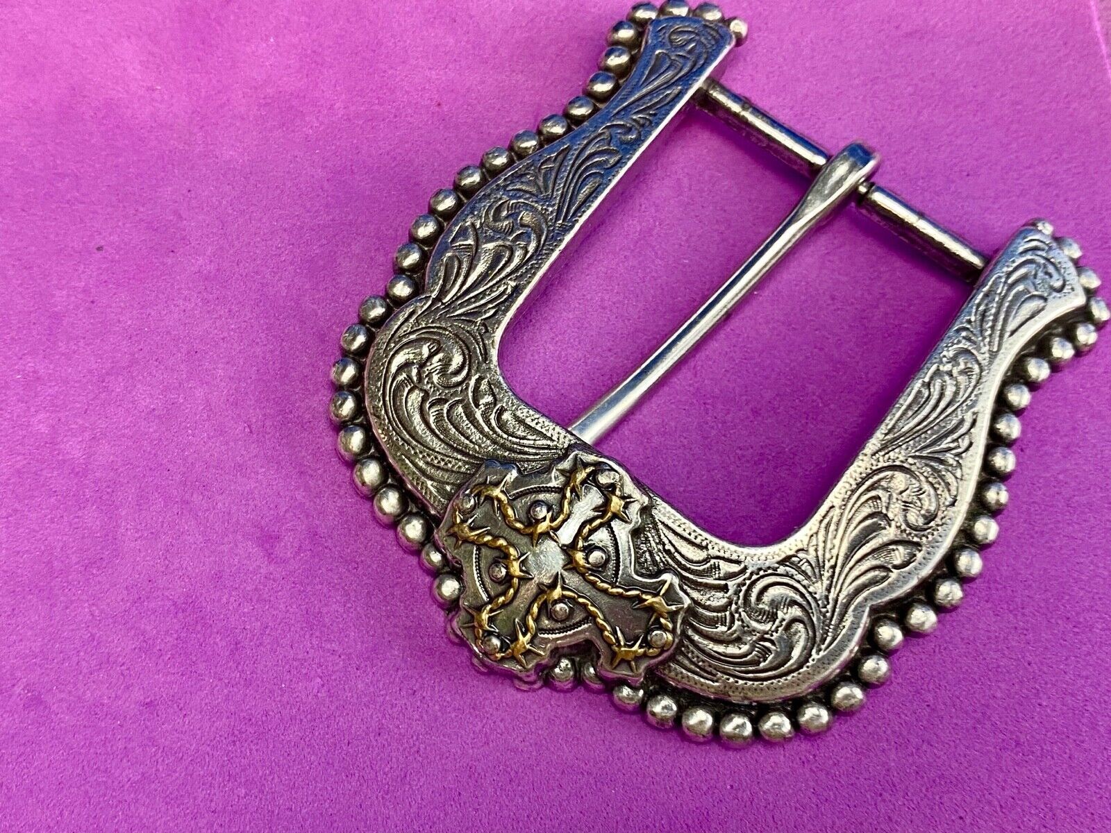 Vintage flower swirl dress western cowgirl belt buckle 