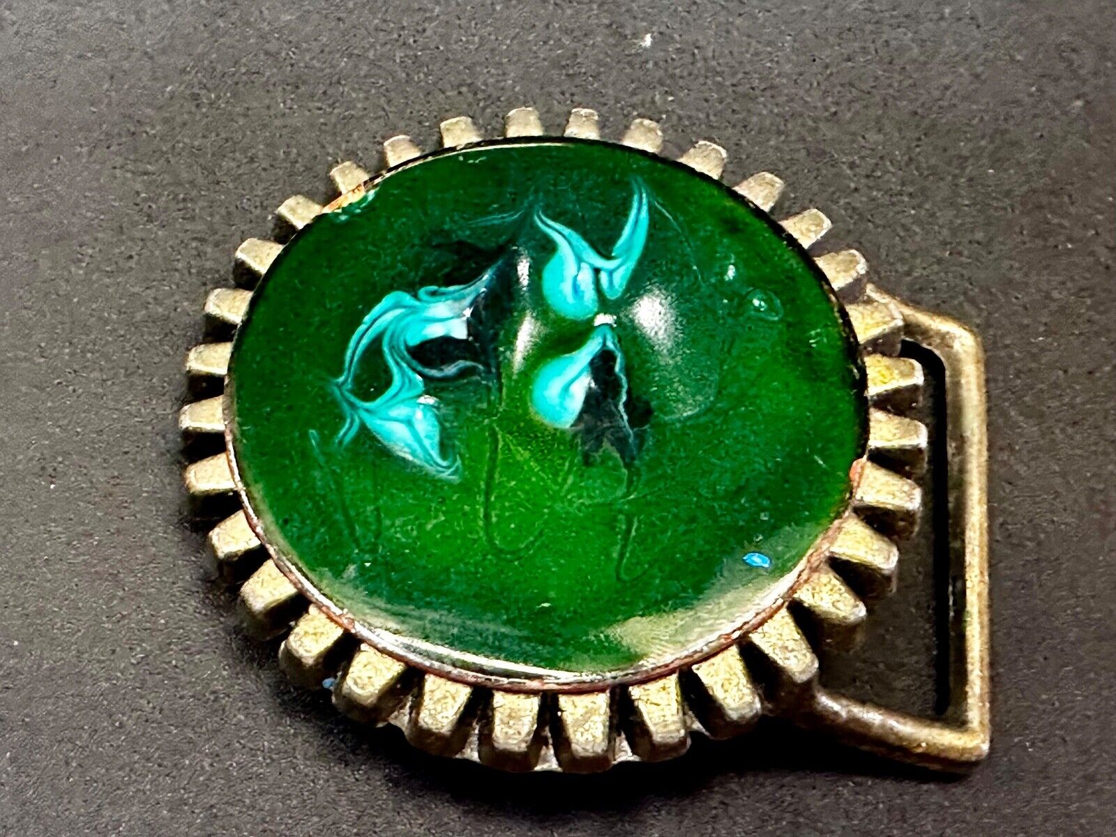 Artisan Metalworker Green Email Art Project - Beautiful Vintage Belt Buckle