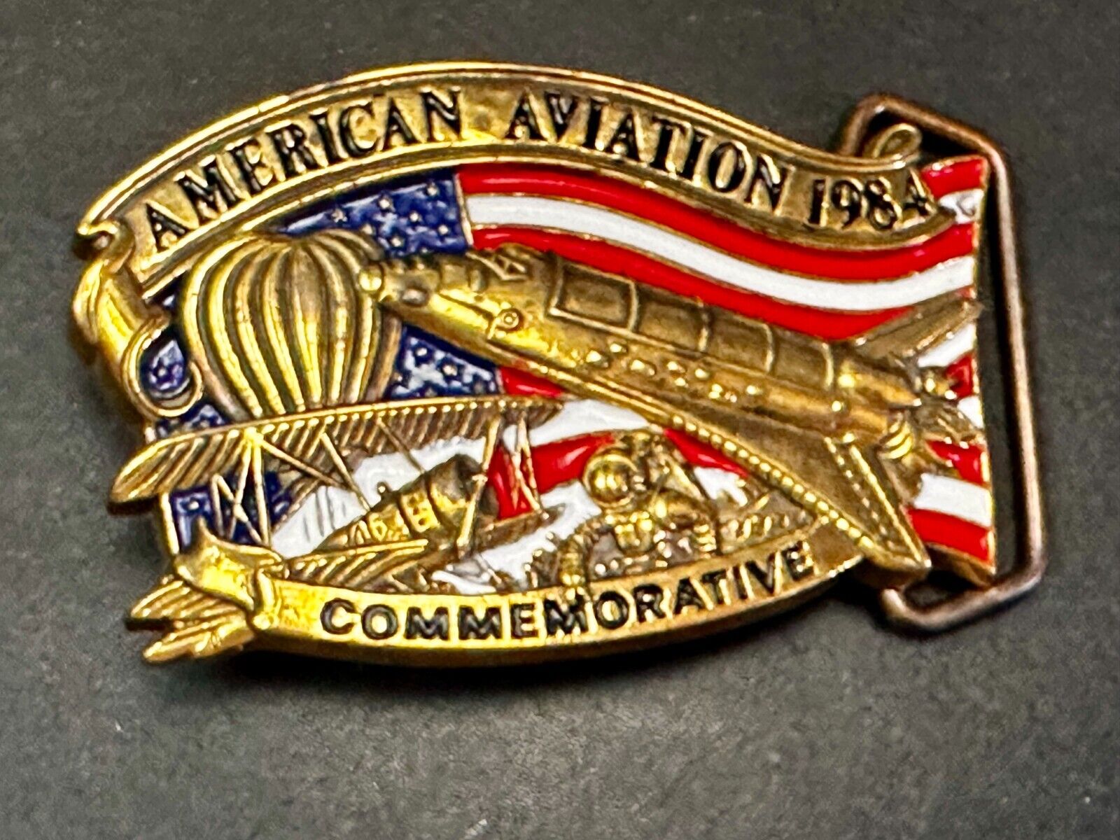 American Aviation Vintage 1984 Solid Brass Commemorative Belt Buckle by Baron